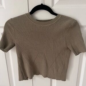 Khaki knit backless shirt Dynamite